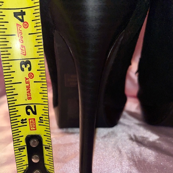 NWOT. N.Y.L.A. Open Toe Lace Up Black Heels Ankle Boots 6 - Picture 4 of 7